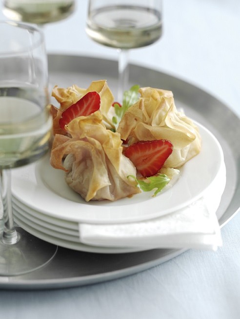 Brie and strawberry parcels