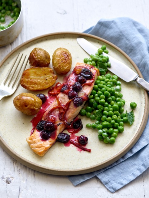 Blueberry and Orange Salmon with Roasted Potatoes