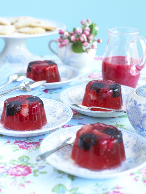 Mini Cranberry and Raspberry Jellies with Summer Fruits